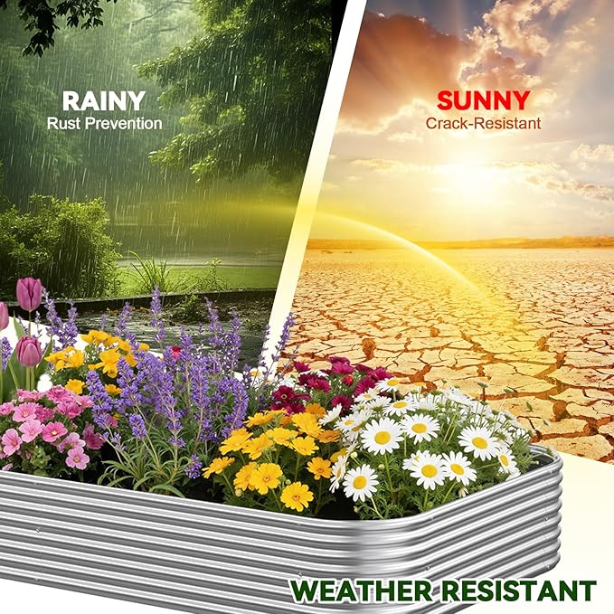 4 Pack Raised Beds for Gardening, Corrugated Galvanized Steel Raised Garden Bed, Outdoor Metal Above Ground Garden Bed for Vegetables and Flowers-4x2FT OZMSHF