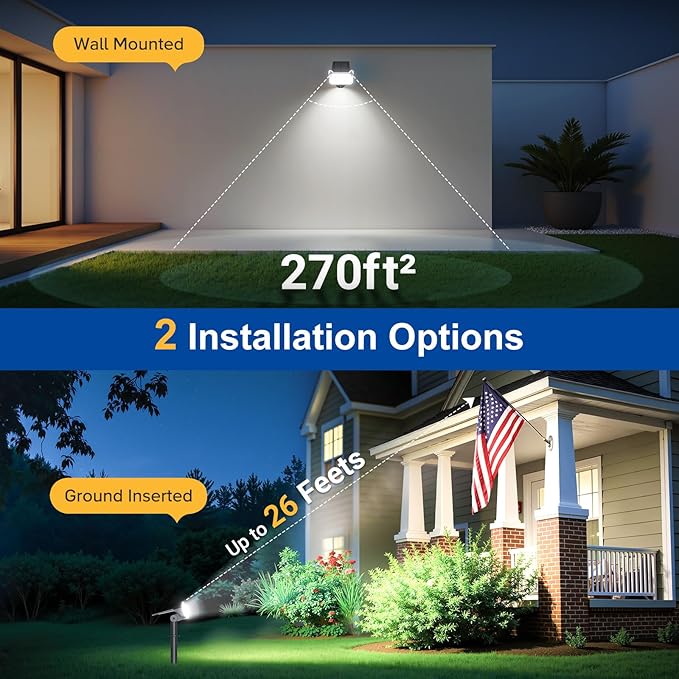 LETMY Solar Spot Lights Outdoor Waterproof with Bigger LED, 4 Pack Auto ON/OFF 135°Adjustable Solar Lights Outdoor, 2-in-1 Wall Lights & 2 Modes Landscape Spotlights for Tree Yard Pathway Garden Decor Letmy