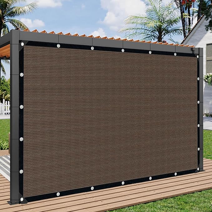 Mocha Sun Shade Cloth,Pergola Shade Cover with Reinforced Grommets,90% Shade Fabric Fence Privacy Screen Balcony,Pergola Shade Cover Canopy Garden Carport Porch Deck Patio Shade Cover,6x12FT IMSGVIFO