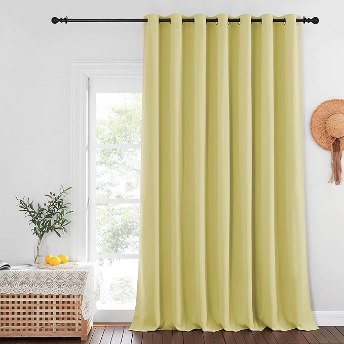 NICETOWN Privacy Room Divider Curtain Thermal Blackout Curtain for Patio Door, Living Room, Bedroom Partition and Shared Office Space, 1 Grommet Panel, Paler Yellow, 100 inch x 108 inch Long NICETOWN