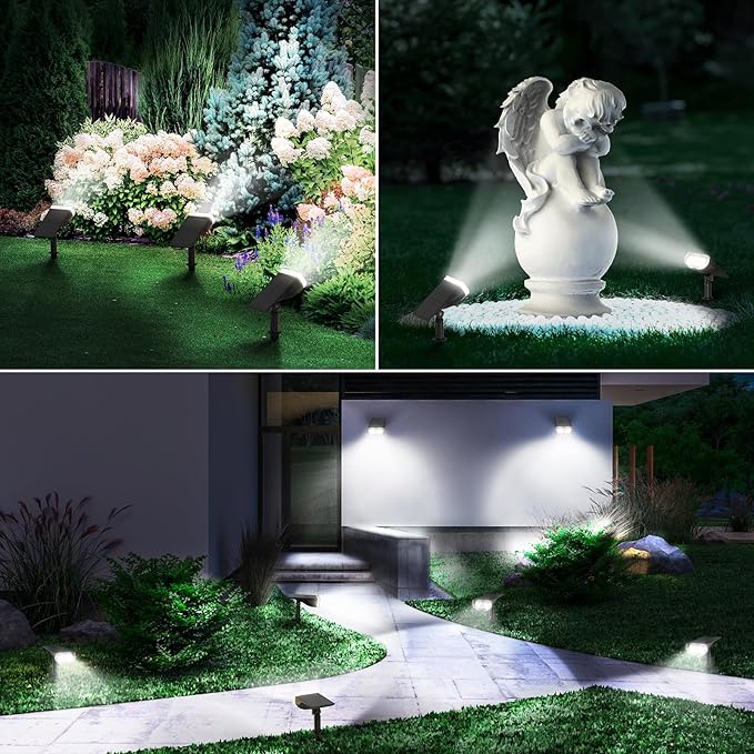 Linkind Solar Lights Outdoor Waterproof IP65, StarRay Dusk-to-Dawn Outdoor Solar Lights, 3 Lighting Modes Solar Spot Lights Outdoor for Garden, Yard, Landscape (Daylight, 6 Pack) Linkind