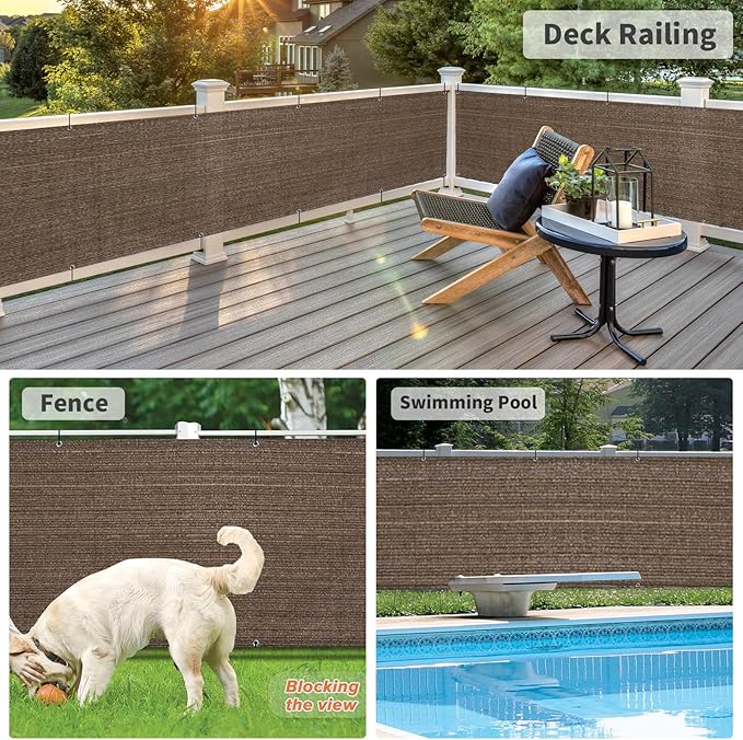 LOVE STORY Balcony Privacy Screen, 2.5'x5' Deck Shield Screen Fence Cover,UV Protection and Weather-Resistant,3 FT Height for Deck, Patio, Backyard, Outdoor Pool, Porch, Railing, Brown LOVESTORY