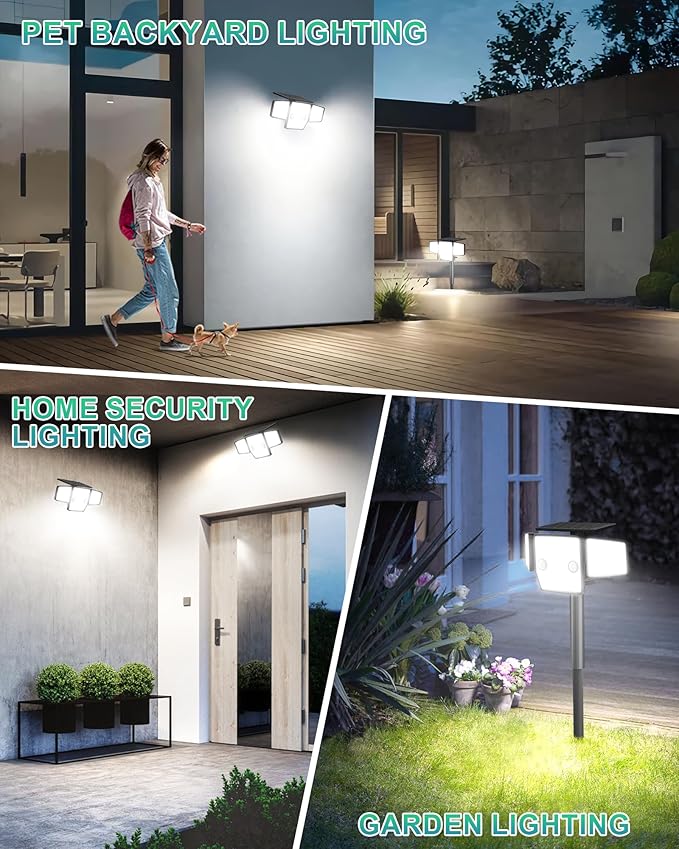 Solar Lights Outdoor, In-Ground or Wall Mount, 180° PIR Motion Sensor, 236 LED 2500 Lumens 360° Illumination Solar Security Flood Light, Dusk to Dawn, 3 Modes, IP65 Waterproof, 4 Pack HAARAY