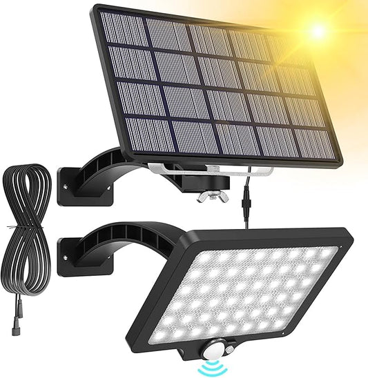 JACKYLED Upgraded Solar Flood Lights Outdoor Motion Sensor, 1000 Lumens Dusk to Dawn Solar Lights Outdoor, 48 LED, IP65 Waterproof, 3 Modes, Auto On/Off, Separate Solar Panel with 9.8ft Cord JACKYLED