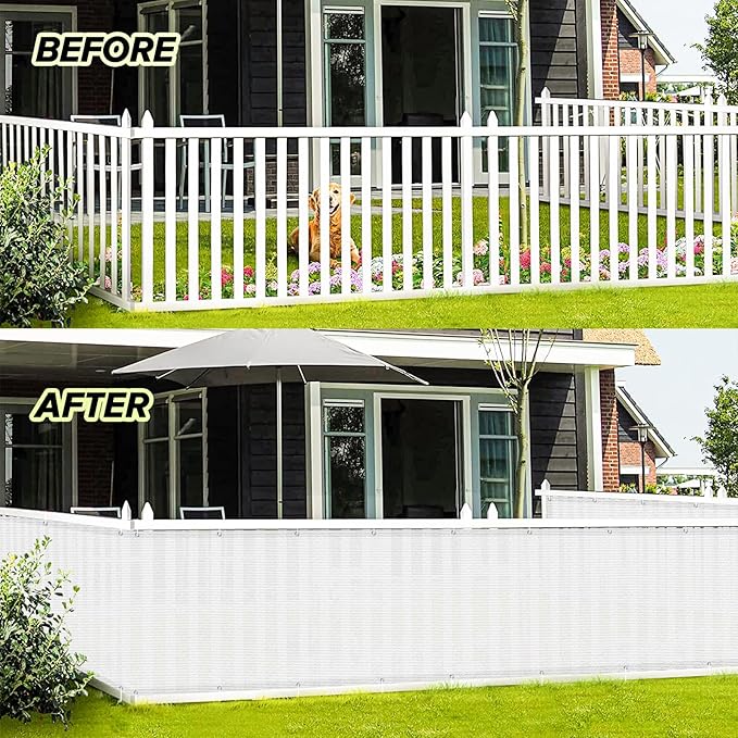 LOVE STORY Balcony Privacy Screen, 2.5'x8' Deck Shield Screen Fence Cover,UV Protection and Weather-Resistant,3 FT Height for Deck, Patio, Backyard, Outdoor Pool, Porch, Railing, White LOVESTORY
