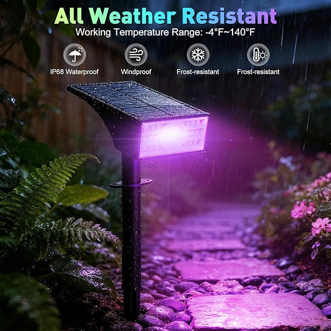 Solar Color Changing RGB Spot Lights Outdoor, 10 Pack/7 Lighting Modes Multicolor Outdoor Lights for Yard Waterproof IP68, Halloween Christmas Solar Landscape Powered Lights Garden Pathway Katipeal