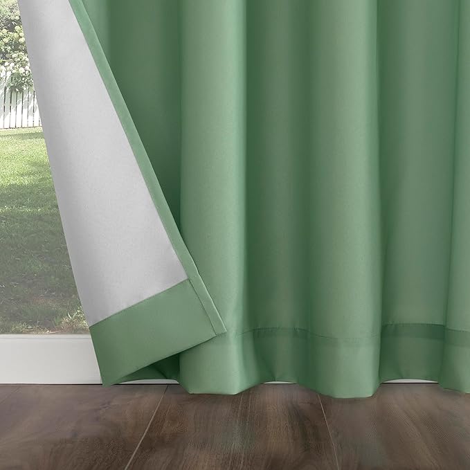 Sun Zero Marina Indoor/Outdoor UV Protectant Energy Efficient Grommet Curtain Panel, 54" x 84", Spa Green SunZero%E2%84%A2