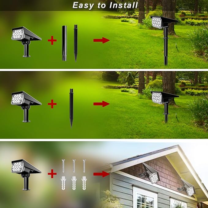 Solar Spot Lights Outdoor, Blue Solar Spotlights Landscape Lighting with IP65 Waterproof 20 LEDs Landscape Spotlight for Garden Path Yard Holiday Decoration 4 Pack CREPOW