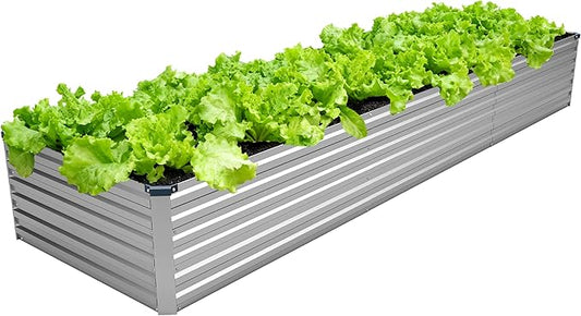 12x2x1.5FT Galvanized Raised Garden Bed,Vegetable Boxes-Rectangle Metal Flower Box,Large Planter Raised Beds Outdoor Garden for Planting,Fruit,Herb-Silver DIIYIV