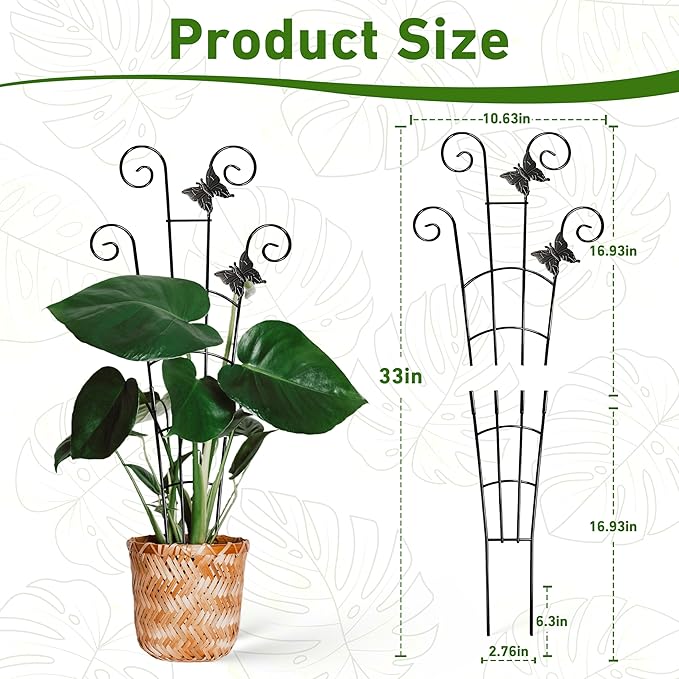COOMIN 30'' Monstera Plant Support Outdoor, Metal Expandable Plant Supports for Indoor Plants, 2P Garden Trellis for Climbing Plants Indoor - Ivy, Pothos, Philodendron, Hoya COOMIN