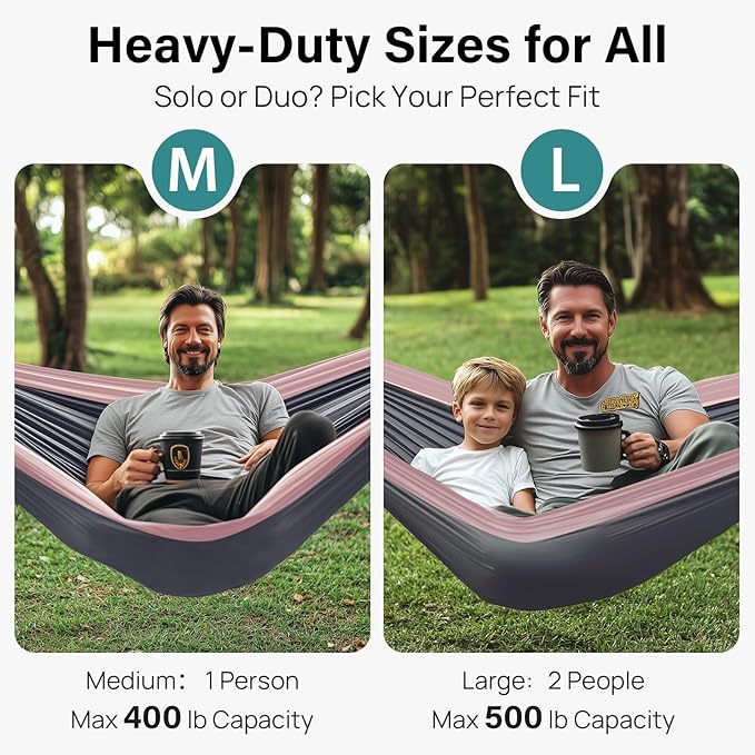 Kootek Camping Hammock, Portable Hammocks with Tree Straps & Attached Carry Bag, Camping Essentials Gear, Perfect for Outside Indoor Hiking Beach Backpack Travel Kootek
