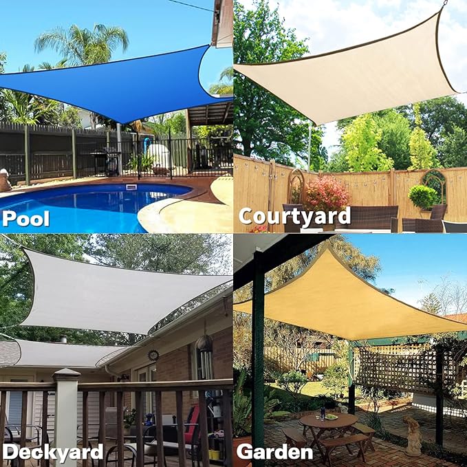KANAGAWA Sun Shade Sail 12'x12' Scarlet Square UV Block Canopy Awning Shelter Fabric Cloth Screen for Outdoor Patio Garden Backyard KANAGAWA