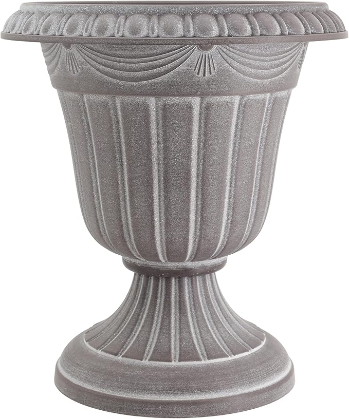 Arcadia Garden Products PL20WW Indoor/Outdoor Classic Traditional Plastic Urn Planter, Whitewash, 10" x 12", White Wash Rootora