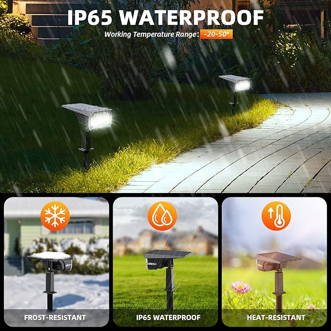 Solar Spot Lights Outdoor,40 LEDs Solar Outdoor Waterproof Landscape Lights with 3 Light Modes, Solar Powered Garden Yard Wall Lights Auto On,Off for Patio 8 Pack LEREKAM