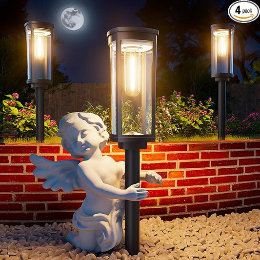 Solar Pathway Lights Outdoor, IP65 Waterproof Auto On/Off Solar Garden Lights Solar Powered Landscape Lighting for Yard Patio Walkway (Warm White, 4pack) Professionalproductionofsolarlightsoutdoor%EF%BC%9A%EF%BC%89