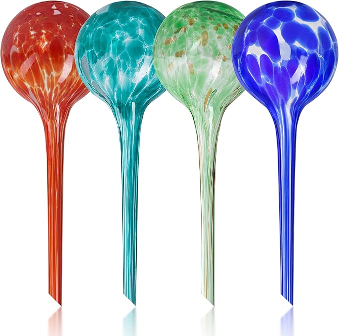 Plant Watering Globes Set of 4 - Large Self Watering Globes for Indoor & Outdoor Plants - Multicolored, Automatic, Glass Watering Bulbs for Daily Use, Plant Watering Devices MissionGallery