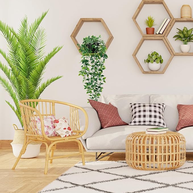 Whonline Fake Hanging Plants, Artificial Small Potted Plants for Indoor Outdoor Aesthetic Office Living Room Shelf Decor (1 Pack) WHONLINE