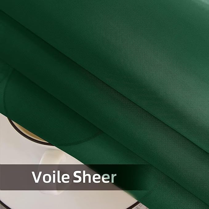 SpaceDresser Waterproof Outdoor Sheer Curtains for Patio - 2 Panels Rod Pocket Indoor Voile Sheer Curtain for Living Room,52W x 96L inch, Foliage Green SpaceDresser