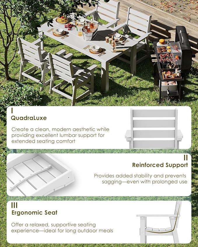 GREENVINES Outdoor Dining Chair | HDPE | Patio Chairs | All-Weather | White GreenVines