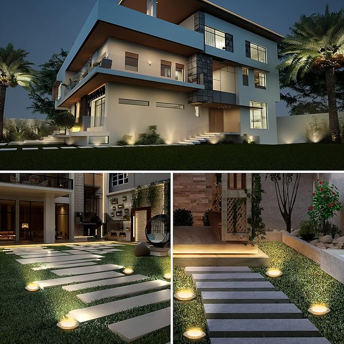 JESLED Outdoor Landscape Lights, 6W LED In Ground Well Lights, 12V 24V 3000K Warm White, IP67 Waterproof Low Voltage Landscaping Spotlight for Driveway Deck Step Yard Fence Garden Pathway (6 Pack) JESLED