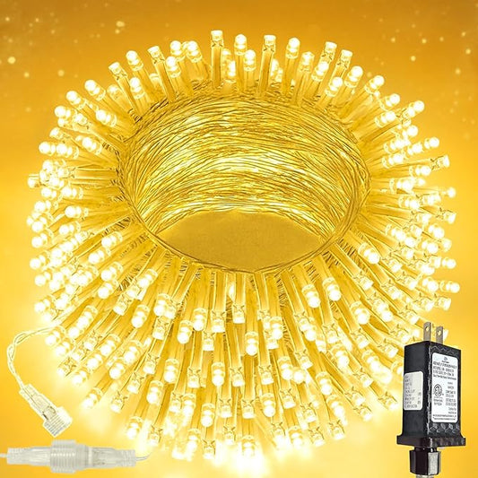 Connectable 100 LED String Lights Indoor Outdoor, 33FT Warm White Christmas Lights Waterproof, 13 Modes with Timer, Twinkle Fairy Lights Plug in Clear Wire for Christmas Tree, Bedroom, Classroom Decor SANJICHA