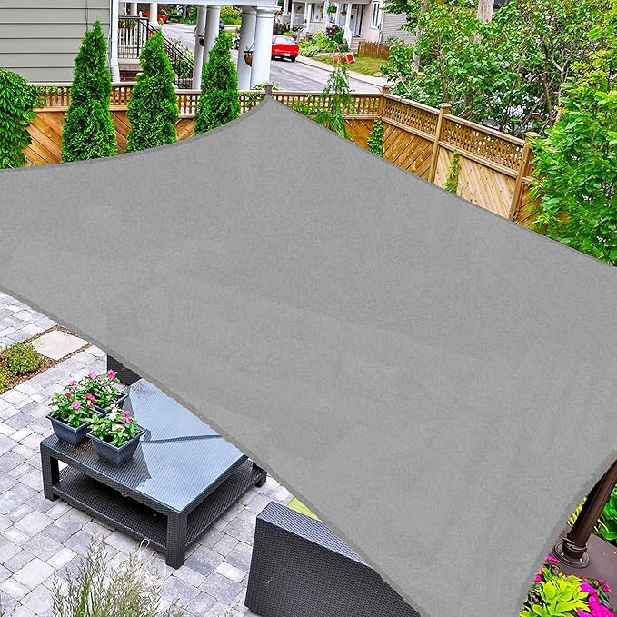 ASTEROUTDOOR Sun Shade Sail Rectangle 16' x 20' UV Block Canopy for Patio Backyard Lawn Garden Outdoor Activities, Gray AsterOutdoor