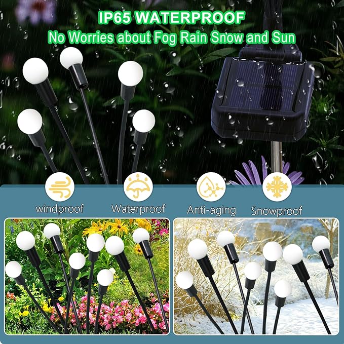 Kohlrabi Solar Garden Lights Outdoor, 2 Pack 20 LED Solar Blue Firefly Lights Waterproof, Sway by Wind, Swaying Light for Yard Patio Backyard Garden Planter Flower Bed Pathway Outdoor Decoration KohlrabiDecor