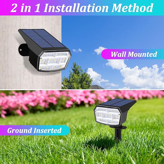 Sucolite 8-Pack Solar Spot Lights Outdoor Waterproof IP65, 3 Lighting Modes 2-in-1 Solar Landscape Spotlights for Yard, 59 LED Solar Powered Wall Lights for Garden Pathway Driveway Walkway, Multicolor Sucolite
