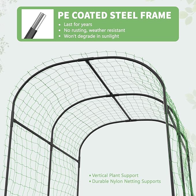 DoCred Tall Garden Arch Trellis for Climbing Plants, 83 Inch Tall Metal Plant Support Trellis Archway for Climbing Vine Vegetable/Fruit/Flower Outdoor Yard Lawn Garden Arch Tunnel Trellis DoCred