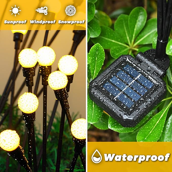 Solar Lights Outdoor-2Pack 16LEDs Solar Garden Firefly Lights Outside,Solar Powered Light Outdoor and Garden Decorative IP65 Waterproof,Yard Patio Pathway Decor,Gardening Gifts for Women,Warm White Rootora