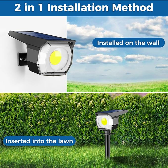 Peasur 12 Pack Solar Lights Outdoor, Solar Spotlights Outdoor Waterproof 3 Modes, 2-in-1 Auto On/Off Solar Spot Landscape Lighting Outside for Tree Plants Yard Garden Pathway Peasur