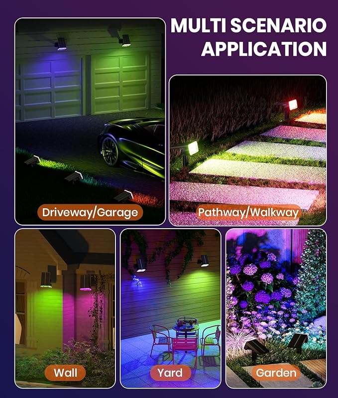 1 Pack Solar Outdoor Lights Waterproof IP67,Spotlights 6 Colors Changing+10 Lighting Modes Christmas Easter Solar Garden Lights Colored Landscape Spot Lights Outdoor Lighting for Yard Pool Patio Professionalproductionofsolarlightsoutdoor%EF%BC%9A%EF%BC%89