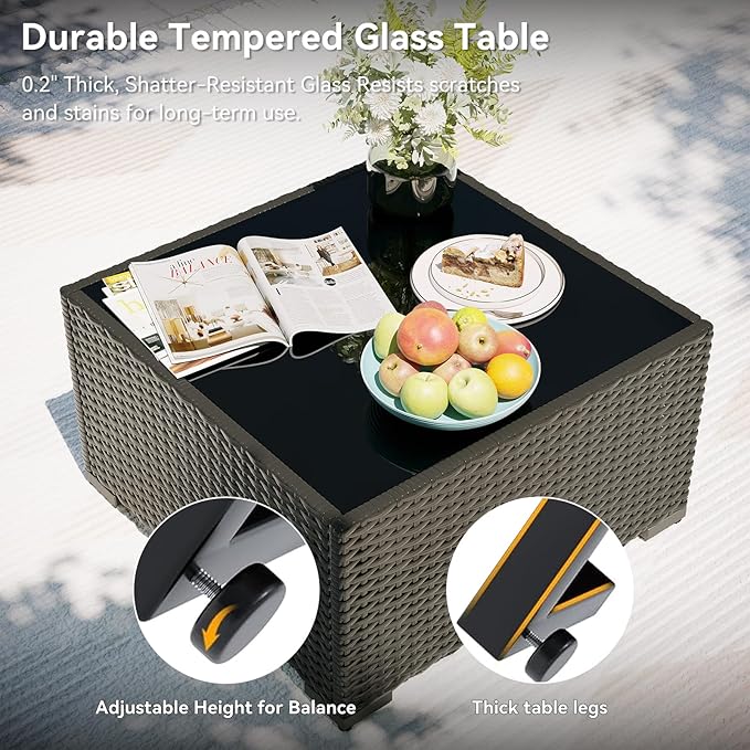 Aoxun Patio Furniture Set with Fire Pit Table, 12 Piece Outdoor Sectional Sofas, 10 Seats Wicker Rattan Outdoor Furniture with Thickened Cushion for Backyard, Garden Begin Aoxun