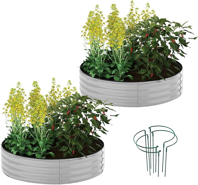 Galvanized Metal Planter Raised Garden Bed Kit for Gardening Outdoor Garden Box Raised Flower Bed 2PC Gray 2X2X1FT ZFHgarden
