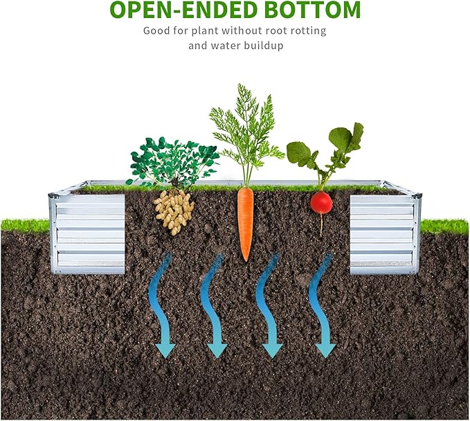 Galvanized Raised Garden Bed Kit - Metal Raised Planter 2pcs/Pack 6'x3'x1' for Flowers Plants, Vegetables Herb Veezyo