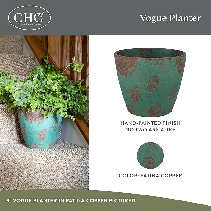 Classic Home and Garden Premiere Collection Planter Vogue, 8", Patina Copper ClassicHomeandGarden