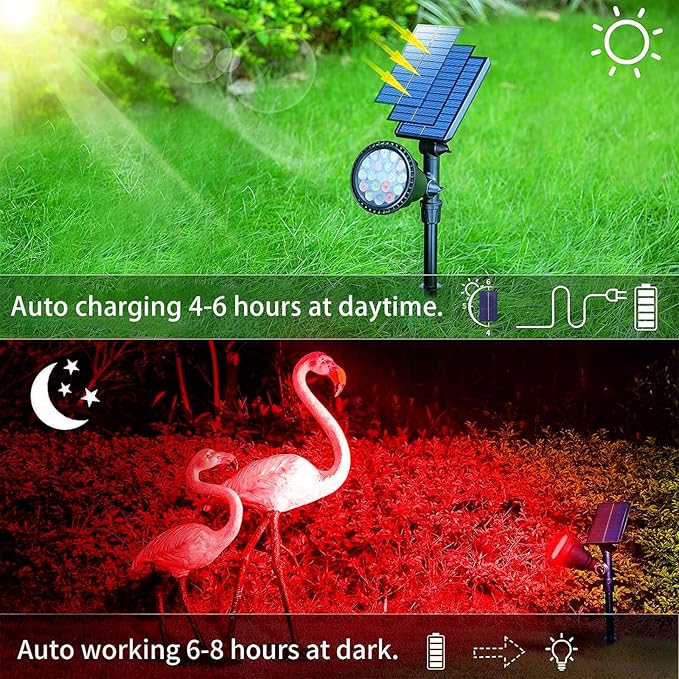 JSOT 4 Pack Halloween Solar Spot Lights Outdoor- RGB Solar Lights Outdoor Waterproof Color Changing Spotlights Christmas Decor, Outside Landscape Lighting for Yard Driveway Tree JSOT