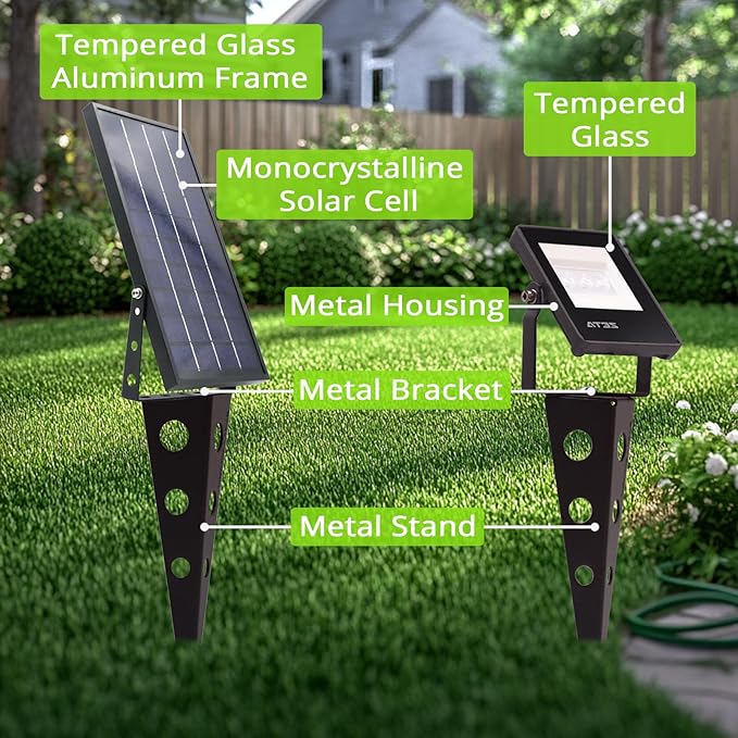 Solar Spotlights Outdoor Waterproof, Zeta 6-in-1 Spot Lights Metal Warm White Auto On/Off Dusk to Dawn Landscape Flag Pole Uplights for Outside House Trees Garden Yard Driveway Pathway Lawn Sunlife