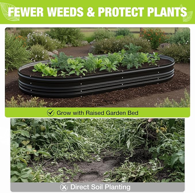 WORKPRO 2PK 8x4x1ft Outdoor Galvanized Raised Garden Bed, Easy Assembly Planter Raised Beds for Vegetable, Flowers, Herbs, Black WORKPRO
