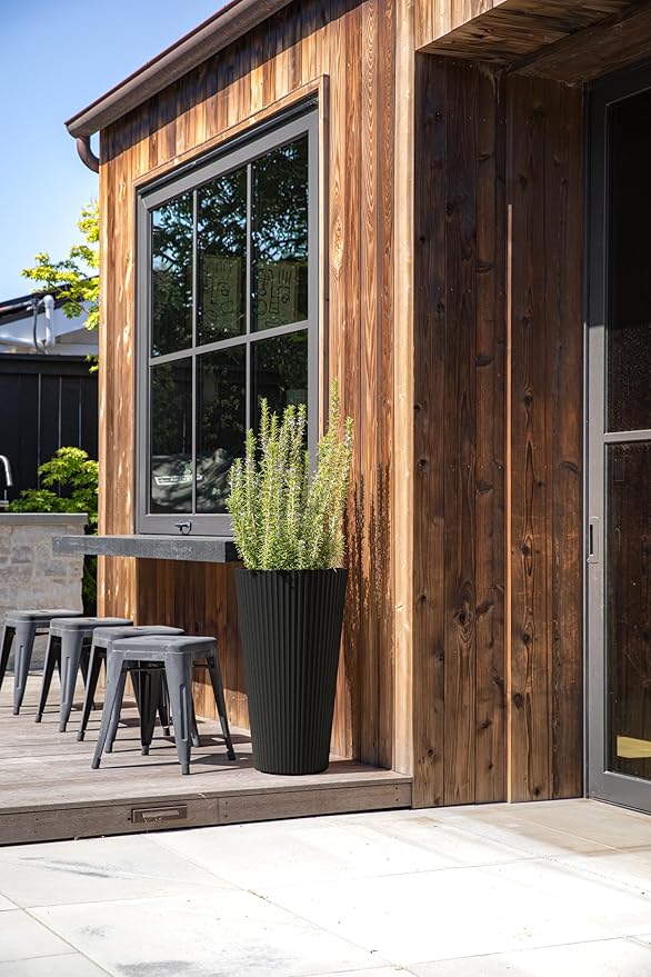 Veradek Demi Series Tall Planter for Porch, Patio, Backyard | Durable Plastic-Concrete Material | Modern Décor for Tall Plants, Grasses VeradekOutdoor