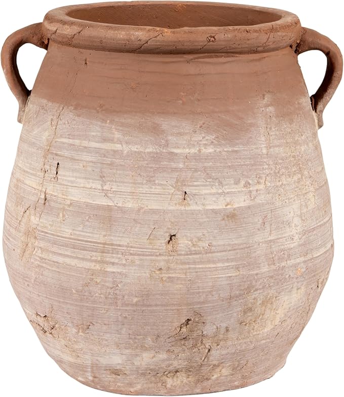 Creative Co-Op Large Orange & Whitewashed Terracotta Urn CreativeCo-Op