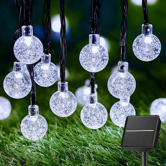 Brightown Solar String Lights Outdoor 60 Led 35.6 Feet 8 Lighting Modes Globe Waterproof Solar Powered Patio Lights for Garden Yard Porch Wedding Party Decor (Pure White) Brightown