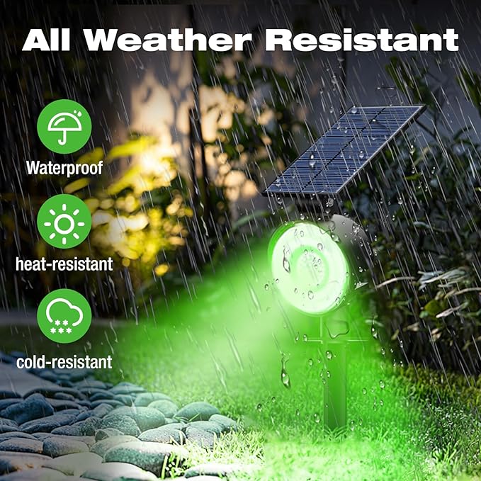 nipify 2 Pack Solar Spot Lights Outdoor Waterproof, Solar Spotlight Light for Outside Yard Landscape Lighting Pathway Lights Wall Auto On/Off, Green Nipify