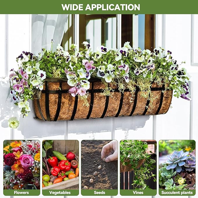 2Pcs Trough Coco Liner 30" Coco Coir Liners for Planters, Liners for Window Boxes Liners, Wall Basket Planters, Railing Hanging Baskets, Garden Planter Baskets HAOVZRI