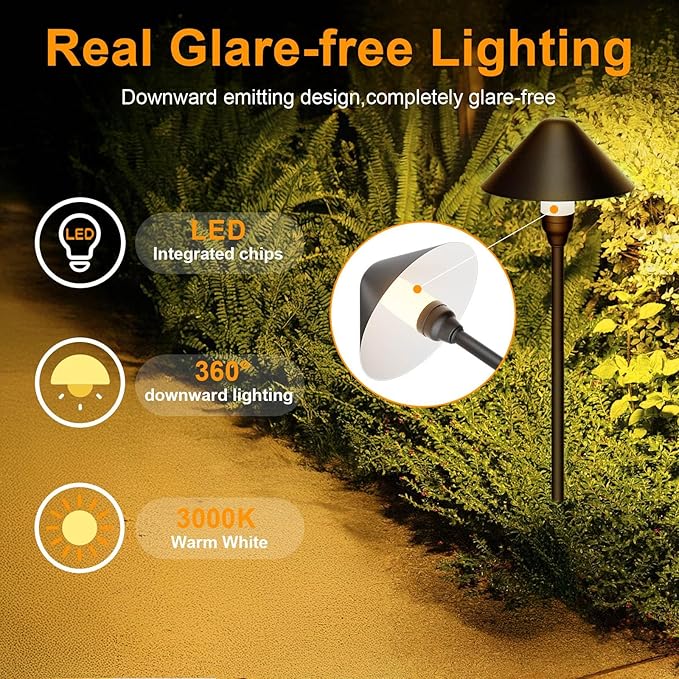 Low Voltage Pathway Lights with Timer, 4H/6H/8H Auto On/Off Low Voltage Landscape Lighting 3000K Waterproof LED Landscape Path Lights for Flower Bed Backyard Walkway Driveway, Set of 4 Neymlya