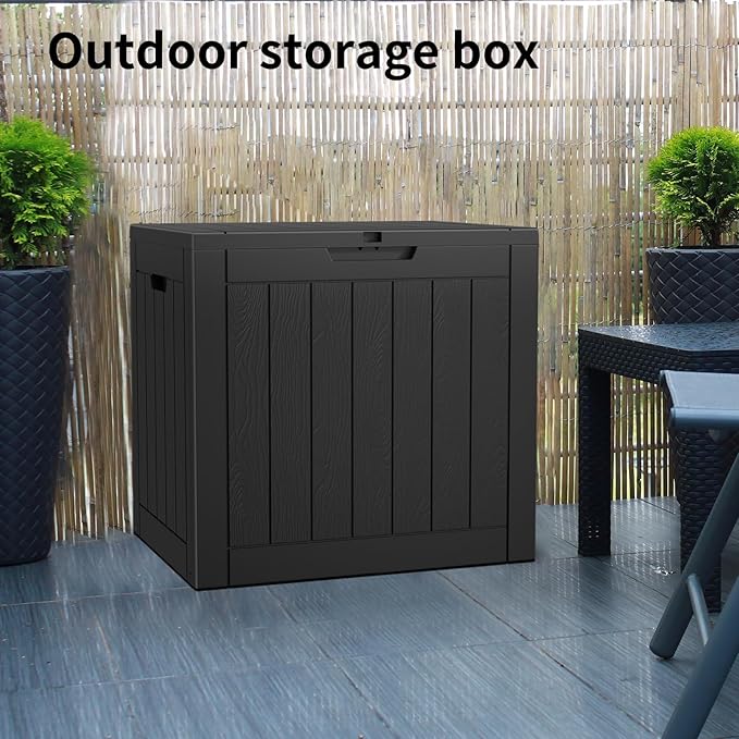 EasyUp 31Gallon Outdoor Deck Box Waterproof,Indoor and Outdoor Storage Box,Resin Storage Bin for Patio Furniture Cushions Garden Tools,UV Resistant（Black） EASYUP