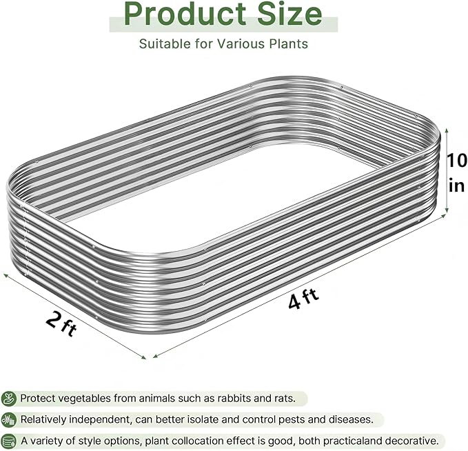 3 PCS 4x2ft Galvanized Raised Garden Bed Outdoor, Metal Garden Bed for Vegetables, Above Ground Garden Box for Flower, Steel Raised Beds for Gardening Mostmahes