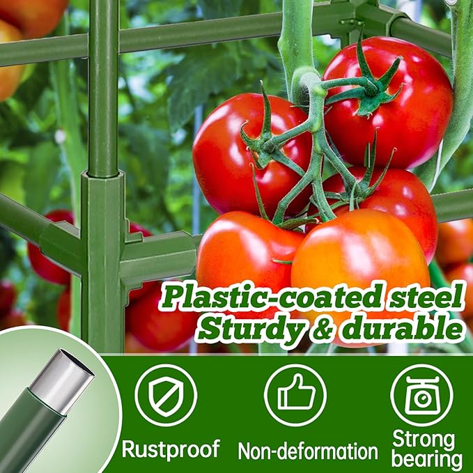 ANPHSIN 3 Sets Tomato Cages with 10 Gallon Grow Bags - 47'' Stable Plant Support Trellis Kit, Square Cages with Planter Pots for Garden Flowers Vegetables Cucumber Vertical Climbing Plants Vines ANPHSIN