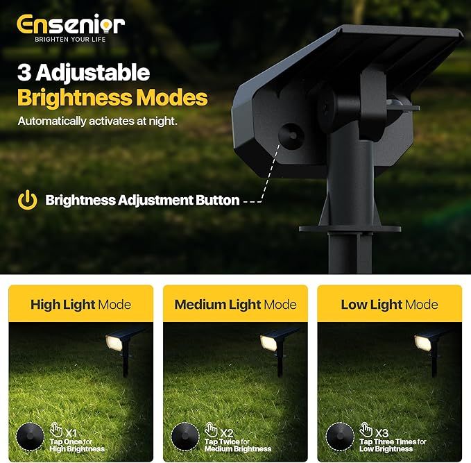 Ensenior Solar Spotlights Outdoor, 56 LEDs Brightness Adjustable 3000K LED Solar Garden Lights, Halloween Christmas Landscape Lighting for Flag/Yard/Pathway, IP65 Waterproof - 10 Pack Ensenior
