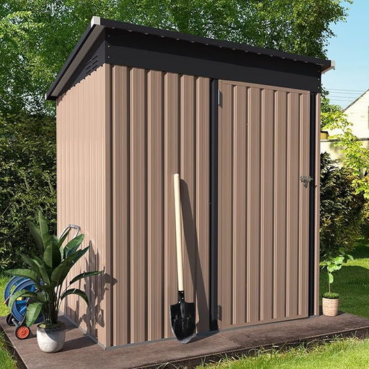 AECOJOY 5' x 3' Outdoor Storage Shed, Small Metal Shed (16.6 Sq.Ft Land) with Design of Lockable Door, Utility and Tool Storage for Garden, Backyard, Patio, Outside use. AECOJOY